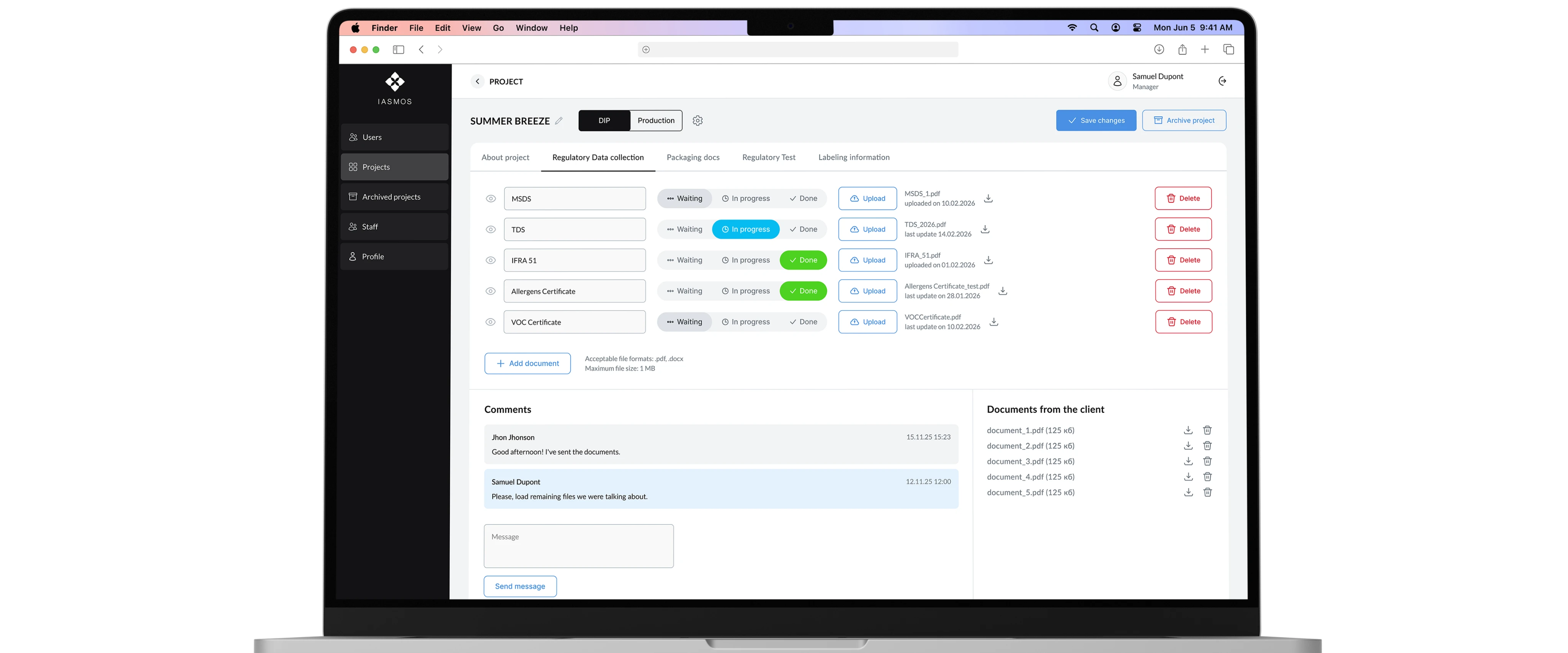 Макет CRM Iasmos
